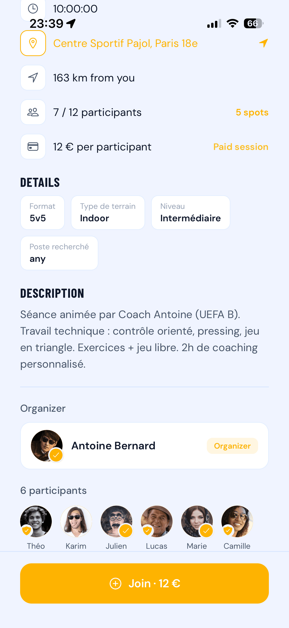 Pro session details